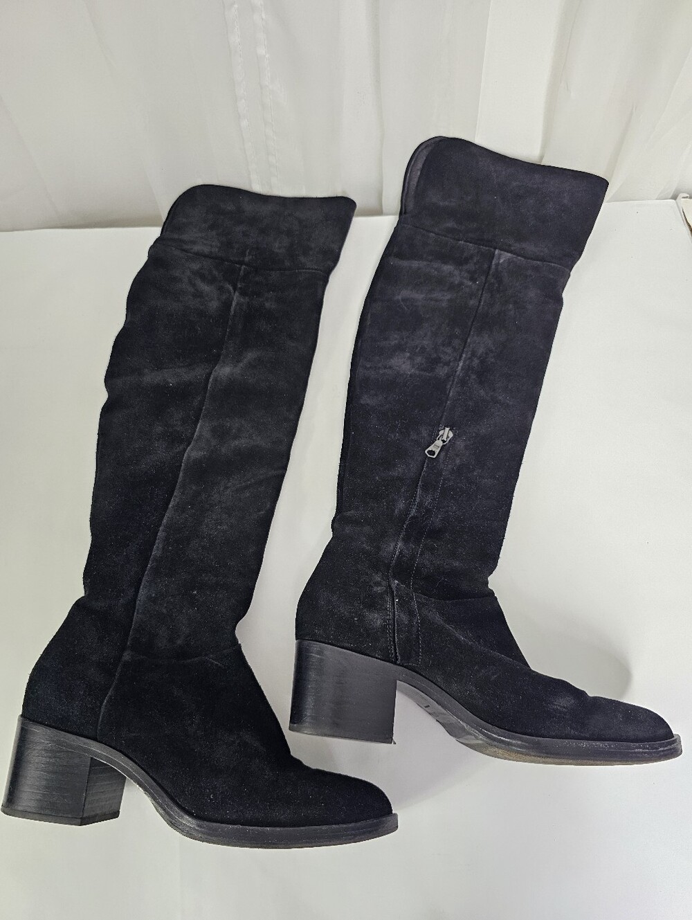 rag & bone Ashby Black Suede Over The Knee Block Heel Boots 37.5